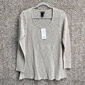 Eileen Fisher Sweater Women's S Beige Melange Linen Grain Scoop Neck Tunic NWT